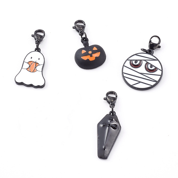 PandaHall Halloween Theme Alloy Enamel Pendants Set, with 304 Stainless Steel Lobster Claw Clasps, Ghost & Pumpkin & Mummy & Coffin with..., Multicolor
PandaHall Halloween Theme Alloy Enamel Pendants Set, with 304 Stainless Steel Lobster Claw Clasps, Ghost & Pumpkin & Mummy & Coffin with..., Multicolor