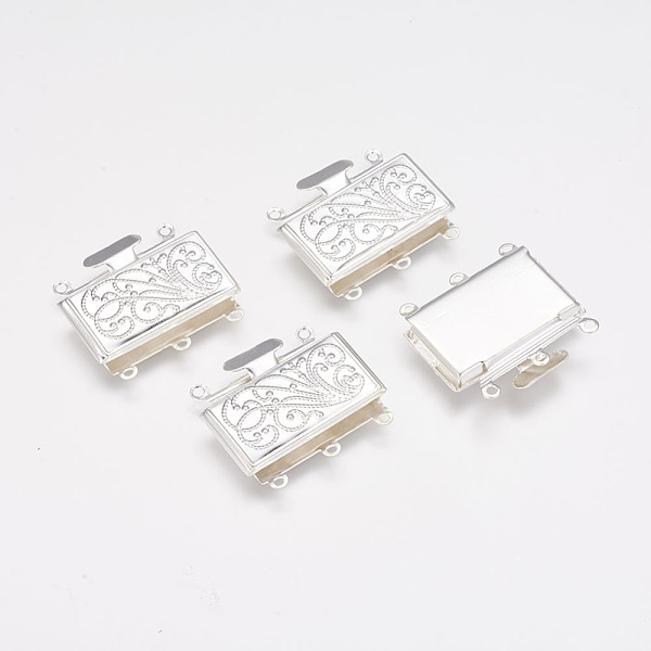 PandaHall Brass Multi-strand Box Clasps, Silver Color Plated, about 21mm wide, 23mm long, 5mm thick, hole: 1.5mm Brass Rectangle
PandaHall Brass Multi-strand Box Clasps, Silver Color Plated, about 21mm wide, 23mm long, 5mm thick, hole: 1.5mm Brass Rectangle