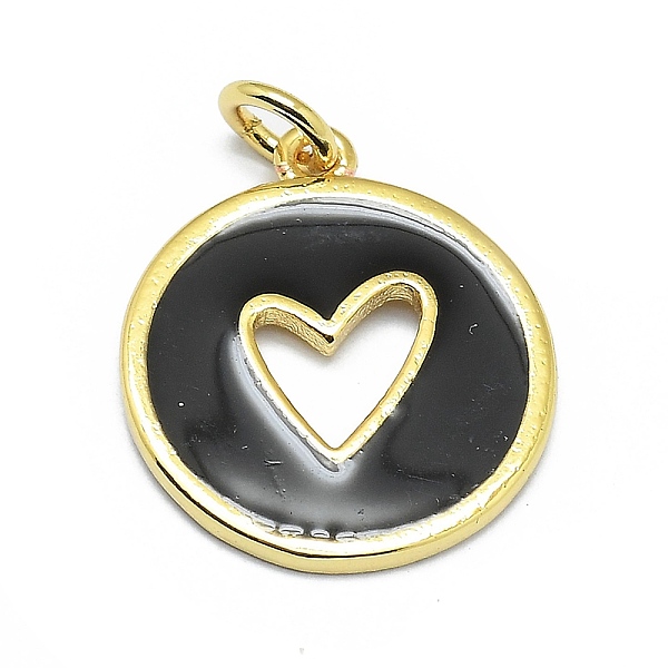 PandaHall Brass Enamel Pendants, Round with Cut Out Heart, Real 18K Gold Plated, Long-Lasting Plated, Black, 18x15.5x1mm, Hole: 3mm, Jump...
PandaHall Brass Enamel Pendants, Round with Cut Out Heart, Real 18K Gold Plated, Long-Lasting Plated, Black, 18x15.5x1mm, Hole: 3mm, Jump...