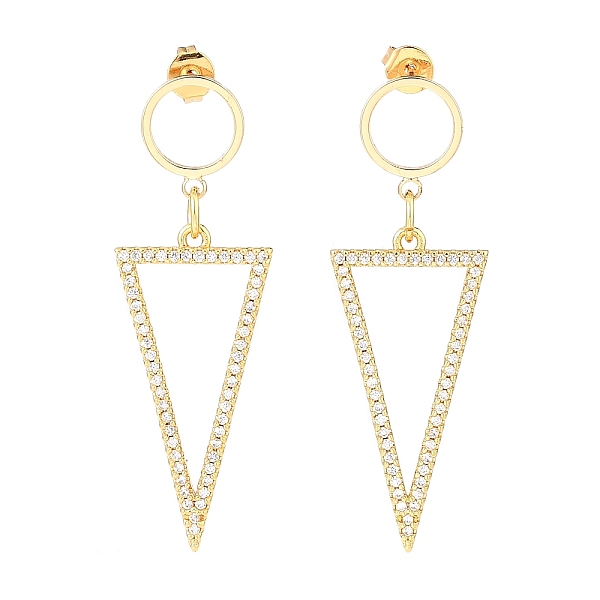 PandaHall Brass Micro Pave Clear Cubic Zirconia Dangle Stud Earrings, with Ear Nuts, Triangle with Ring, Golden, 47mm, Pin: 0.8mm Brass...
PandaHall Brass Micro Pave Clear Cubic Zirconia Dangle Stud Earrings, with Ear Nuts, Triangle with Ring, Golden, 47mm, Pin: 0.8mm Brass...