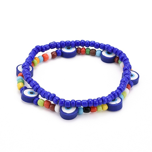 PandaHall Glass Seed Beads Stretch Bracelets, with Polymer Clay Eye Beads, Blue, Inner Diameter: 2-1/8~2-1/4 inch(5.3~5.8cm), 2pcs/set...
PandaHall Glass Seed Beads Stretch Bracelets, with Polymer Clay Eye Beads, Blue, Inner Diameter: 2-1/8~2-1/4 inch(5.3~5.8cm), 2pcs/set...
