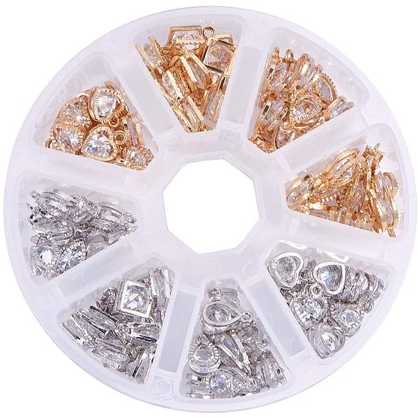 PandaHall Alloy Charms, with Cubic Zirconia, Mixed Shapes, Mixed Color, 13x8.4x1.75cm. 120pcs/box Alloy+Cubic Zirconia Clear
PandaHall Alloy Charms, with Cubic Zirconia, Mixed Shapes, Mixed Color, 13x8.4x1.75cm. 120pcs/box Alloy+Cubic Zirconia Clear