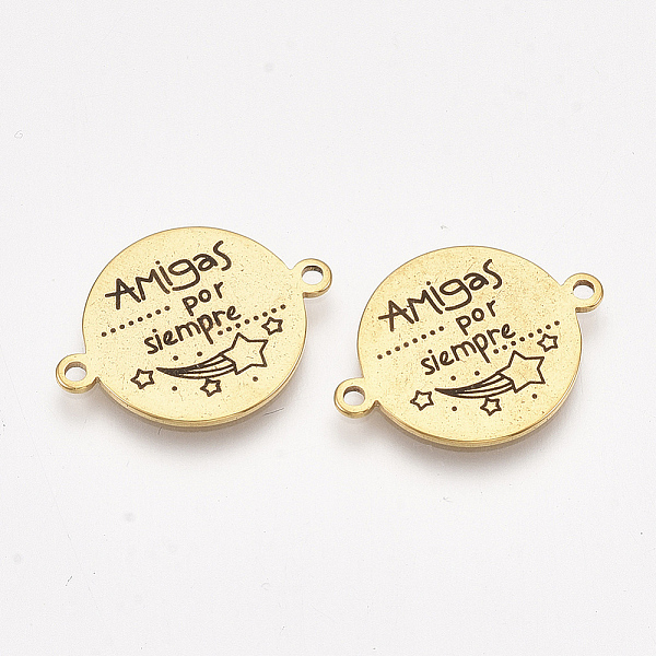 PandaHall 304 Stainless Steel Links connectors, with Enamel, Flat Round with Word, Golden, 21.5x16x1mm, Hole: 1.4mm 304 Stainless Steel Flat...
PandaHall 304 Stainless Steel Links connectors, with Enamel, Flat Round with Word, Golden, 21.5x16x1mm, Hole: 1.4mm 304 Stainless Steel Flat...