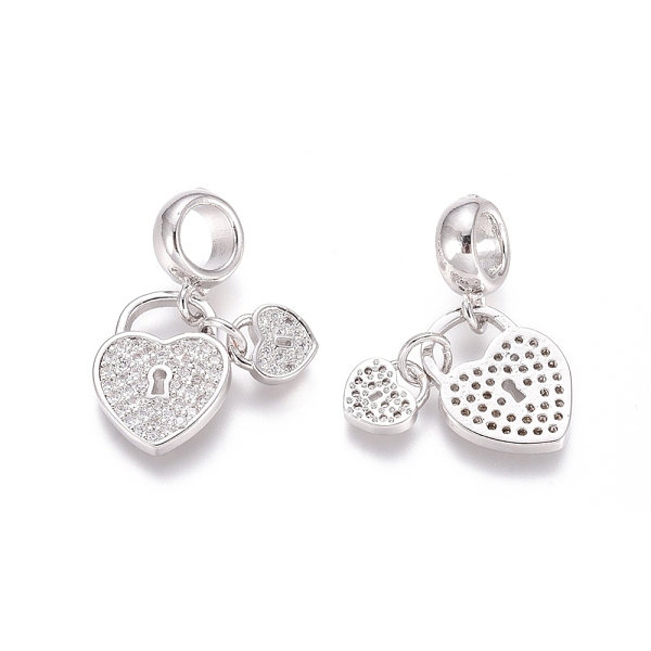 PandaHall Brass Micro Pave Cubic Zirconia European Dangle Charms, Large Hole Pendants, Heart Lock, Clear, Platinum, 21.5mm, Hole: 5mm...
PandaHall Brass Micro Pave Cubic Zirconia European Dangle Charms, Large Hole Pendants, Heart Lock, Clear, Platinum, 21.5mm, Hole: 5mm...