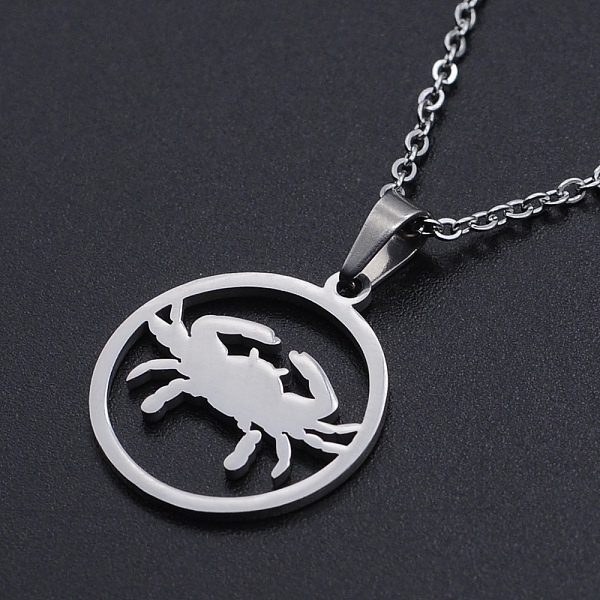 PandaHall 201 Stainless Steel Pendants Necklaces, with Cable Chains and Lobster Claw Clasps, Flat Round with Constellation/Zodiac Sign...
PandaHall 201 Stainless Steel Pendants Necklaces, with Cable Chains and Lobster Claw Clasps, Flat Round with Constellation/Zodiac Sign...