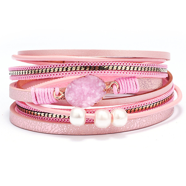 PandaHall PU Leather Multi-strand Bracelets, with Acrylic Pearl Beads, Wax Polyester Cords and Alloy Findings, Pink, 15 inch(38cm), 15mm...
PandaHall PU Leather Multi-strand Bracelets, with Acrylic Pearl Beads, Wax Polyester Cords and Alloy Findings, Pink, 15 inch(38cm), 15mm...