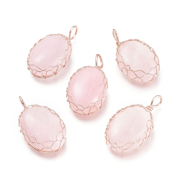 PandaHall Natural Rose Quartz Pendants, Wire Wrapped Pendants, with Rose Gold Plated Brass Wire, Oval, 42.5x23x10mm, Hole: 5x7mm Rose Quartz...
PandaHall Natural Rose Quartz Pendants, Wire Wrapped Pendants, with Rose Gold Plated Brass Wire, Oval, 42.5x23x10mm, Hole: 5x7mm Rose Quartz...