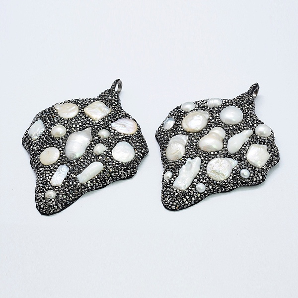 PandaHall Polymer Clay Rhinestone Big Pendants, with Pearls Beads, PU Leather Cord and Brass Findings, Leaf, 100x70x12mm, Hole: 6x7mm..., White
PandaHall Polymer Clay Rhinestone Big Pendants, with Pearls Beads, PU Leather Cord and Brass Findings, Leaf, 100x70x12mm, Hole: 6x7mm..., White