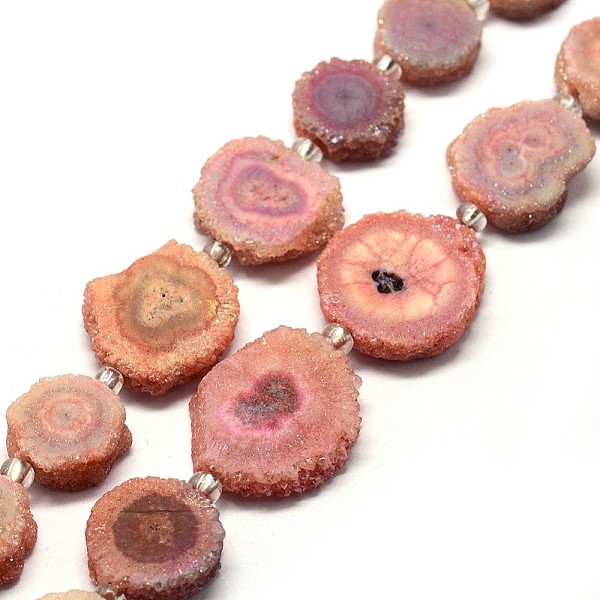 PandaHall Natural Druzy Quartz Crystal Beads Strands, Solar Quartz, Dyed, Nuggets, Light Salmon, 14~22x13~20x4~6mm, Hole: 1.5~2mm, about..., Red
PandaHall Natural Druzy Quartz Crystal Beads Strands, Solar Quartz, Dyed, Nuggets, Light Salmon, 14~22x13~20x4~6mm, Hole: 1.5~2mm, about..., Red
