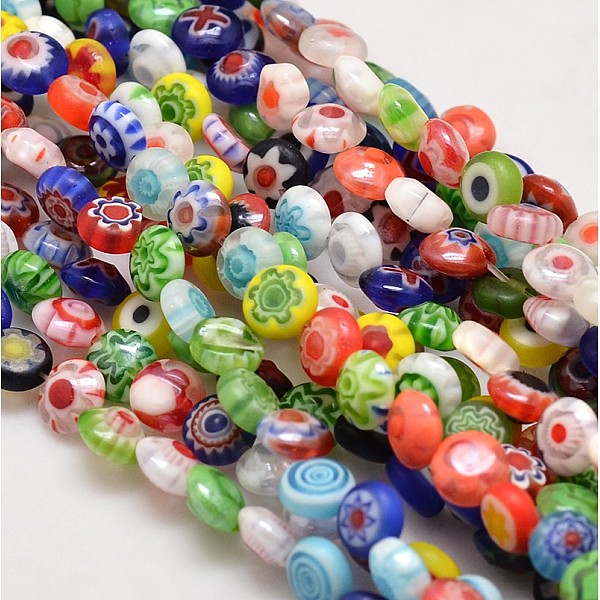 PandaHall Handmade Millefiori Glass Flat Round Bead Strands, Single Flower Design, Colorful, 6x2.5mm, Hole: 1mm, about 64~68pcs/strand...
PandaHall Handmade Millefiori Glass Flat Round Bead Strands, Single Flower Design, Colorful, 6x2.5mm, Hole: 1mm, about 64~68pcs/strand...