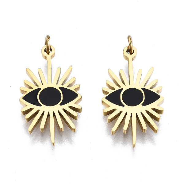 PandaHall 316 Surgical Stainless Steel Enamel Pendants, with Jump Rings, Real 14K Gold Plated, Evil Eye, Black, 16.5x9x1mm, Jump Ring...
PandaHall 316 Surgical Stainless Steel Enamel Pendants, with Jump Rings, Real 14K Gold Plated, Evil Eye, Black, 16.5x9x1mm, Jump Ring...