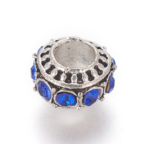 PandaHall Tibetan Style Alloy European Beads, with Rhinestone, Large Hole Beads, Rondelle, Sapphire, 10~11x7mm, Hole: 5mm Alloy+Rhinestone..., Blue
PandaHall Tibetan Style Alloy European Beads, with Rhinestone, Large Hole Beads, Rondelle, Sapphire, 10~11x7mm, Hole: 5mm Alloy+Rhinestone..., Blue