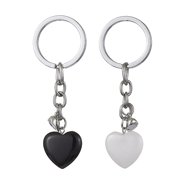 PandaHall Natural Black Stone & Natural White Jade Heart Keychains, Alloy Magnetic Heart Clasp Couple Keychain, 7.8cm, 2pcs/set Mixed Stone...
PandaHall Natural Black Stone & Natural White Jade Heart Keychains, Alloy Magnetic Heart Clasp Couple Keychain, 7.8cm, 2pcs/set Mixed Stone...