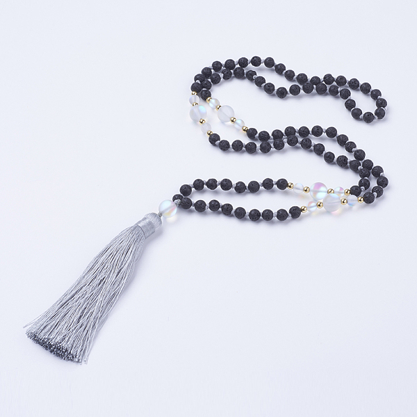PandaHall Nylon Tassel Pendant Necklaces, Natural Lava Rock and Synthetic Frosted Moonstone Beads, with Burlap Paking Pouches Drawstring..., Black
PandaHall Nylon Tassel Pendant Necklaces, Natural Lava Rock and Synthetic Frosted Moonstone Beads, with Burlap Paking Pouches Drawstring..., Black