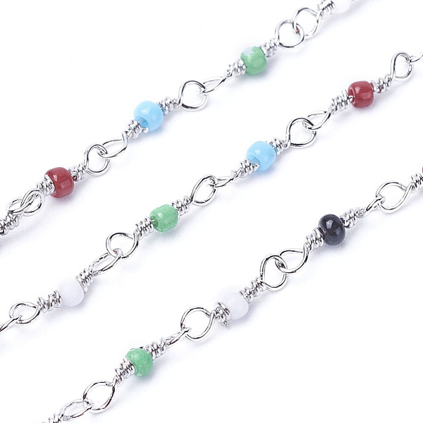 PandaHall 3.28 Feet Handmade Colorful Glass Beaded Chains, with Brass Findings, Long-Lasting Plated, Unwelded, Platinum, 9x2mm, Beads...
PandaHall 3.28 Feet Handmade Colorful Glass Beaded Chains, with Brass Findings, Long-Lasting Plated, Unwelded, Platinum, 9x2mm, Beads...