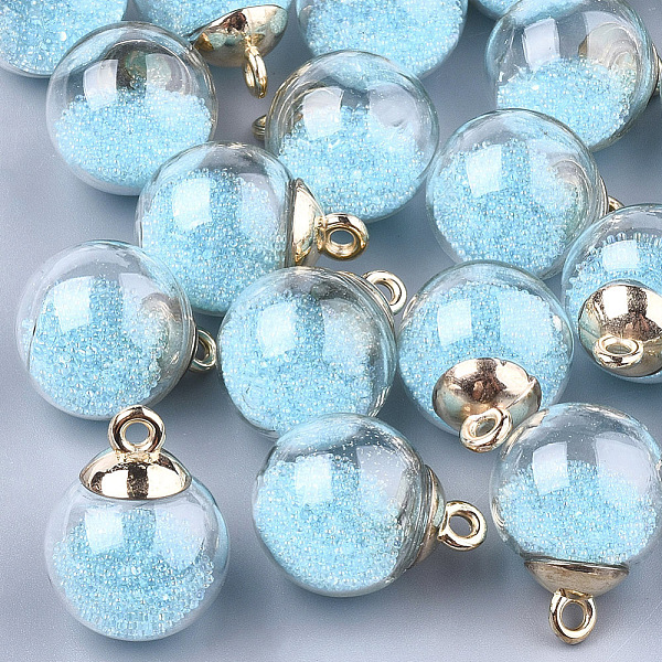 PandaHall Glass Ball Pendants, with Micro Beads and CCB Plastic Findings, Round, Sky Blue, 21x15.5~16mm, Hole: 2mm Glass Round
PandaHall Glass Ball Pendants, with Micro Beads and CCB Plastic Findings, Round, Sky Blue, 21x15.5~16mm, Hole: 2mm Glass Round