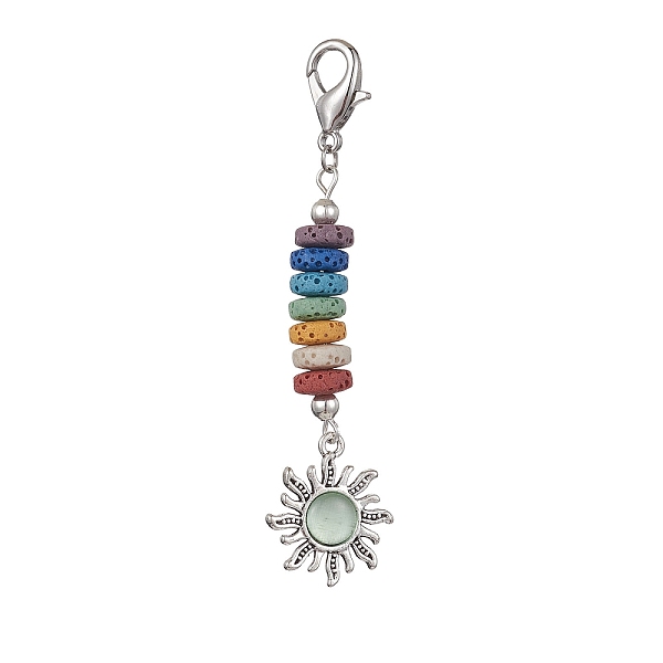 PandaHall Sun Alloy & Cat Eye Pendant Decoration, Natural Lava Rock and Zinc Alloy Lobster Claw Clasps Charm, Light Green, 75mm Lava Rock...
PandaHall Sun Alloy & Cat Eye Pendant Decoration, Natural Lava Rock and Zinc Alloy Lobster Claw Clasps Charm, Light Green, 75mm Lava Rock...