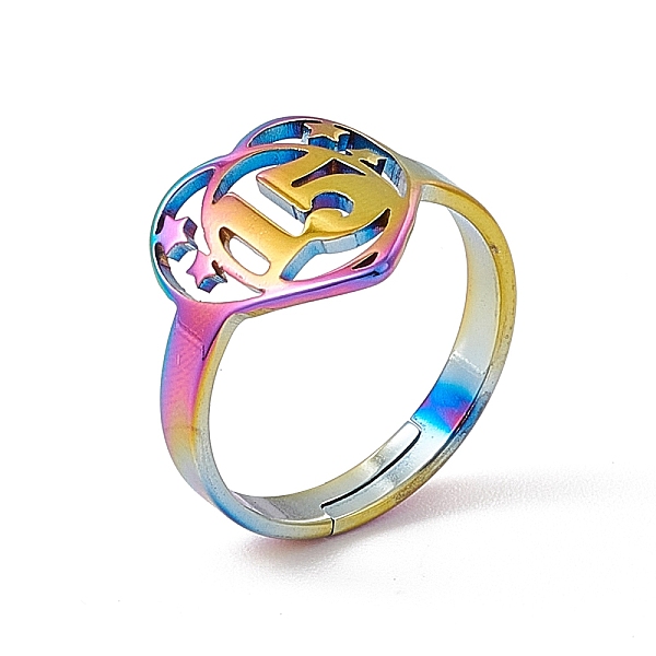 PandaHall Ion Plating(IP) 201 Stainless Steel Heart with Number 15 Adjustable Ring for Women, Rainbow Color, US Size 6(16.5mm) 201 Stainless...
PandaHall Ion Plating(IP) 201 Stainless Steel Heart with Number 15 Adjustable Ring for Women, Rainbow Color, US Size 6(16.5mm) 201 Stainless...
