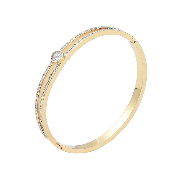 PandaHall Ion Plating(IP) 304 Stainless Steel Pave Crystal Rhinestone Hinged Bangles, with Glass, Golden, Inner Diameter: 2-1/4x2 inch..., Clear
PandaHall Ion Plating(IP) 304 Stainless Steel Pave Crystal Rhinestone Hinged Bangles, with Glass, Golden, Inner Diameter: 2-1/4x2 inch..., Clear