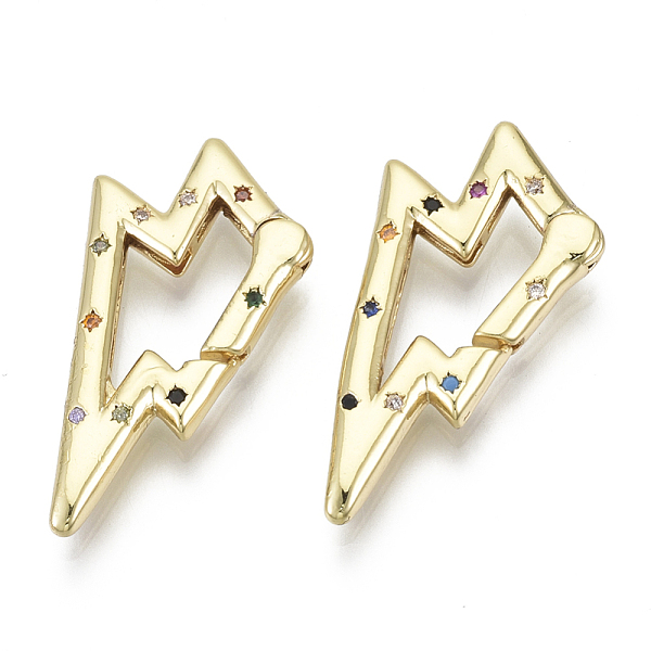 PandaHall Brass Micro Pave Cubic Zirconia Spring Gate Rings, Lightning Bolt, Nickel Free, Colorful, Real 16K Gold Plated, 15x31x3mm, Inner...
PandaHall Brass Micro Pave Cubic Zirconia Spring Gate Rings, Lightning Bolt, Nickel Free, Colorful, Real 16K Gold Plated, 15x31x3mm, Inner...