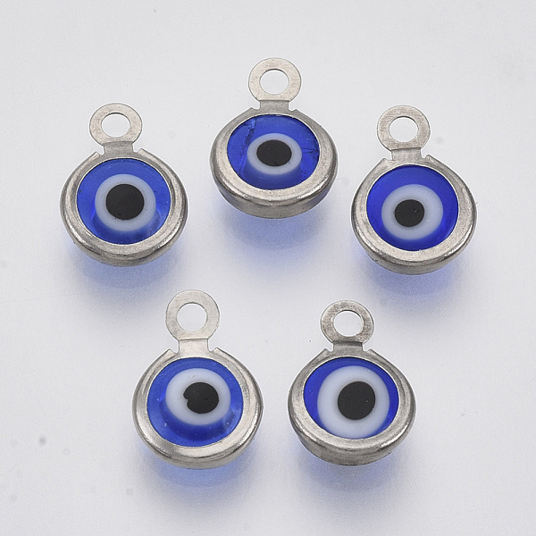 PandaHall Handmade Lampwork Charms, with 304 Stainless Steel Findings, Flat Round with Evil Eye, Blue, 9.5x6.5x2.5mm, Hole: 1.5mm Lampwork...
PandaHall Handmade Lampwork Charms, with 304 Stainless Steel Findings, Flat Round with Evil Eye, Blue, 9.5x6.5x2.5mm, Hole: 1.5mm Lampwork...