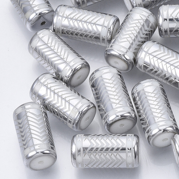 PandaHall Electroplate Glass Beads, Column with Chevron Pattern, Silver, 20x10mm, Hole: 1.2mm, about 50pcs/bag Glass Others Silver
PandaHall Electroplate Glass Beads, Column with Chevron Pattern, Silver, 20x10mm, Hole: 1.2mm, about 50pcs/bag Glass Others Silver