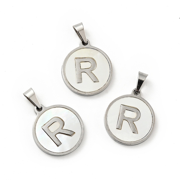 PandaHall 304 Stainless Steel with White Shell Pendants, Stainless Steel Color, Flat Round with Letter Charm, Letter.R, 18x16x1.5mm, Hole...
PandaHall 304 Stainless Steel with White Shell Pendants, Stainless Steel Color, Flat Round with Letter Charm, Letter.R, 18x16x1.5mm, Hole...