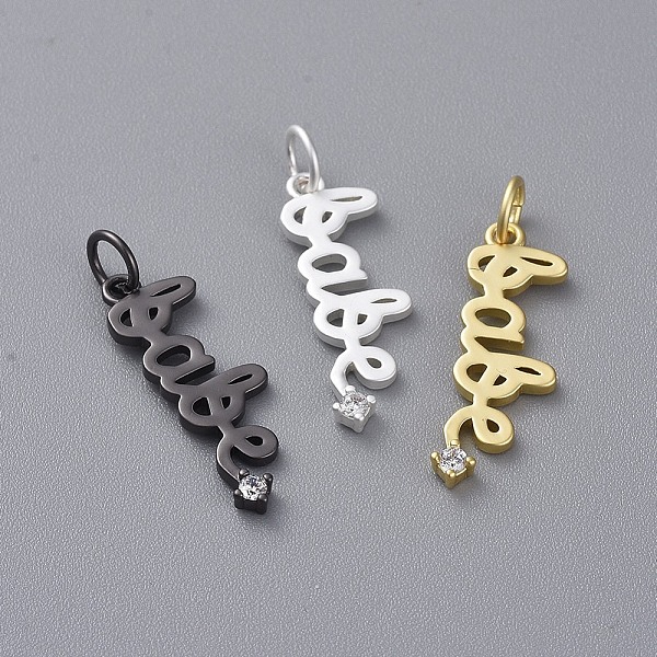 PandaHall Brass Micro Pave Cubic Zirconia Pendants, Long-Lasting Plated, with Word inch Babe inch, Real Gold Plate, Clear, Mixed Color...
PandaHall Brass Micro Pave Cubic Zirconia Pendants, Long-Lasting Plated, with Word inch Babe inch, Real Gold Plate, Clear, Mixed Color...