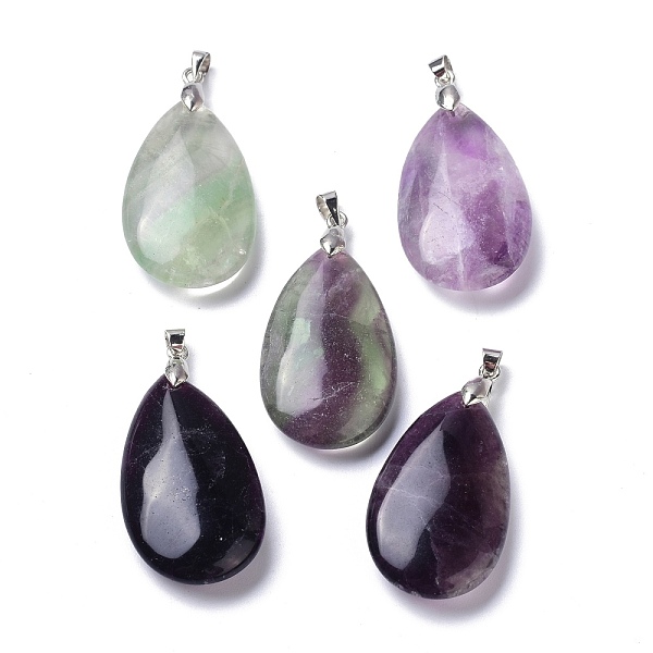 PandaHall Natural Fluorite Pendants, with Brass Finding, Teardrop, 35x20x7.5~9mm, Hole: 4x3.5mm Fluorite Teardrop
PandaHall Natural Fluorite Pendants, with Brass Finding, Teardrop, 35x20x7.5~9mm, Hole: 4x3.5mm Fluorite Teardrop