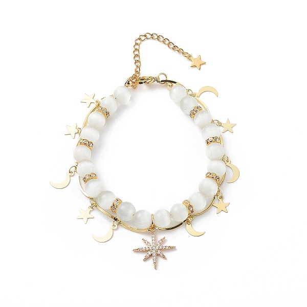 PandaHall Cat Eye Round Beaded & Brass Link Chain Multi-strand Bracelet, Clear Cubic Zirconia Star & Moon Charms Double Layer Bracelet for...
PandaHall Cat Eye Round Beaded & Brass Link Chain Multi-strand Bracelet, Clear Cubic Zirconia Star & Moon Charms Double Layer Bracelet for...