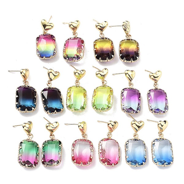 PandaHall Heart & Rectangle Light Gold Brass Stud Earrings, Glass Drop Earrings, Mixed Color, 31.5x13.5mm Glass Rectangle Multicolor
PandaHall Heart & Rectangle Light Gold Brass Stud Earrings, Glass Drop Earrings, Mixed Color, 31.5x13.5mm Glass Rectangle Multicolor