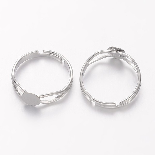 PandaHall Adjustable Brass Finger Ring Components, Pad Ring Findings, Nickel Free, Platinum Color, 18mm inner diameter, Tray: 6mm Brass
PandaHall Adjustable Brass Finger Ring Components, Pad Ring Findings, Nickel Free, Platinum Color, 18mm inner diameter, Tray: 6mm Brass