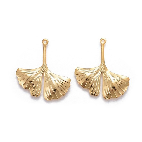 PandaHall 201 Stainless Steel Pendants, Ginkgo Leaf, Real 24K Gold Plated, 29x25.5x1.9mm, Hole: 0.8mm 201 Stainless Steel Leaf
PandaHall 201 Stainless Steel Pendants, Ginkgo Leaf, Real 24K Gold Plated, 29x25.5x1.9mm, Hole: 0.8mm 201 Stainless Steel Leaf