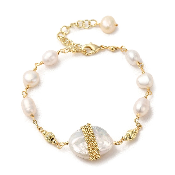 PandaHall Natural Pearl Link Bracelets, with Brass Chains, Real 14K Gold Plated, 6-1/8 inch(15.5cm) Pearl
PandaHall Natural Pearl Link Bracelets, with Brass Chains, Real 14K Gold Plated, 6-1/8 inch(15.5cm) Pearl