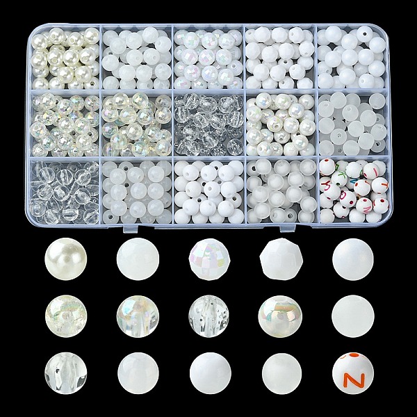 PandaHall 375Pcs 15 Styles Acrylic Beads, Round, White, 7.5~8mm, Hole: 1.5~2mm, 25pcs/style Acrylic Round White
PandaHall 375Pcs 15 Styles Acrylic Beads, Round, White, 7.5~8mm, Hole: 1.5~2mm, 25pcs/style Acrylic Round White