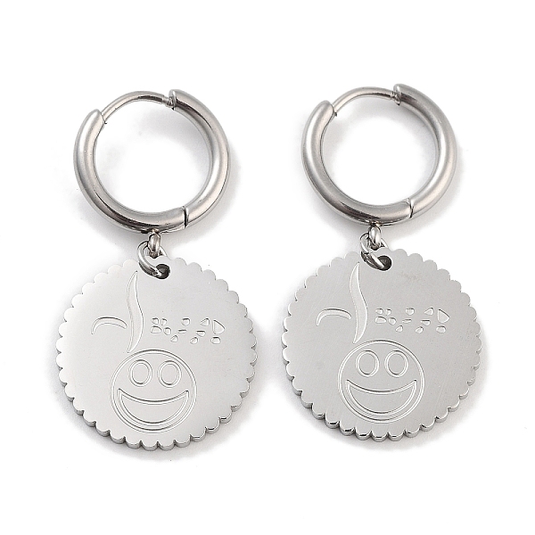 PandaHall Flat Round with Smiling Face 304 Stainless Steel Dangle Earrings, Hoop Earrings for Women, Stainless Steel Color, 33x17.5mm 304...
PandaHall Flat Round with Smiling Face 304 Stainless Steel Dangle Earrings, Hoop Earrings for Women, Stainless Steel Color, 33x17.5mm 304...
