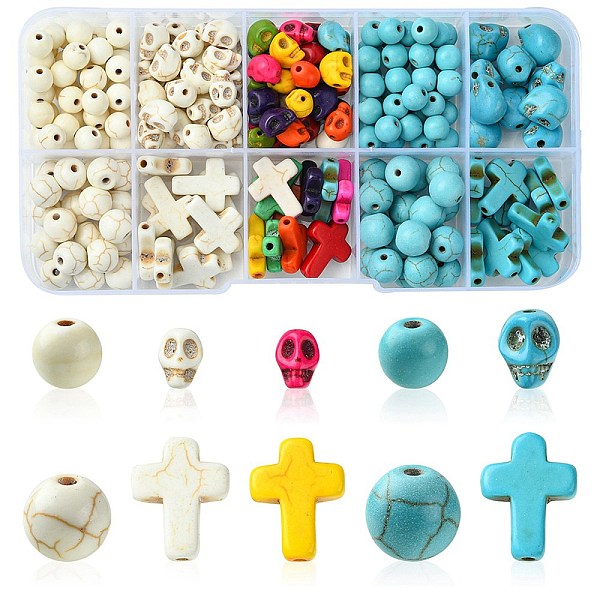 PandaHall 10 Styles Synthetic Turquoise Beads, Skull & Round & Cross, Mixed Shapes, Mixed Dyed and Undyed, Mixed Color, 6~16x6~12x3.5~7mm..., Multicolor
PandaHall 10 Styles Synthetic Turquoise Beads, Skull & Round & Cross, Mixed Shapes, Mixed Dyed and Undyed, Mixed Color, 6~16x6~12x3.5~7mm..., Multicolor