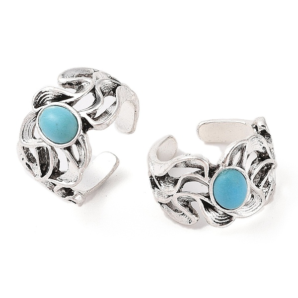 PandaHall Oval Synthetic Turquoise Cuff Rings, Alloy Wide Band Open Rings for Women, Cadmium Free & Lead Free, Antique Silver, 15.5mm, Inner... 
PandaHall Oval Synthetic Turquoise Cuff Rings, Alloy Wide Band Open Rings for Women, Cadmium Free & Lead Free, Antique Silver, 15.5mm, Inner...