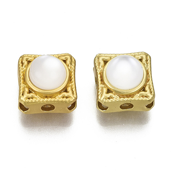PandaHall Brass Multi-Strand Links, with Resin, Square with Clover, Matte Gold Color, Creamy White, 10x10x6.5mm, Hole: 1.6mm Brass Square
PandaHall Brass Multi-Strand Links, with Resin, Square with Clover, Matte Gold Color, Creamy White, 10x10x6.5mm, Hole: 1.6mm Brass Square