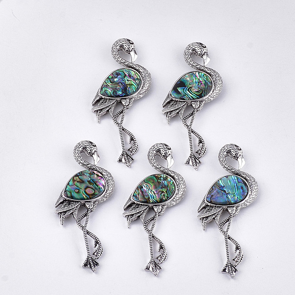 PandaHall Abalone Shell/Paua Shell Brooches/Pendants, with Resin Bottom and Alloy Findings, Flamingo Shape, Antique Silver, Colorful...
PandaHall Abalone Shell/Paua Shell Brooches/Pendants, with Resin Bottom and Alloy Findings, Flamingo Shape, Antique Silver, Colorful...