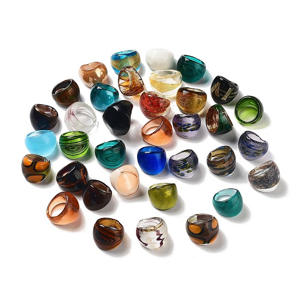 PandaHall Mixed Handmade Lampwork Wide Band Rings, Mixed Color, 17~20mm, 12pcs/box Lampwork Multicolor
PandaHall Mixed Handmade Lampwork Wide Band Rings, Mixed Color, 17~20mm, 12pcs/box Lampwork Multicolor