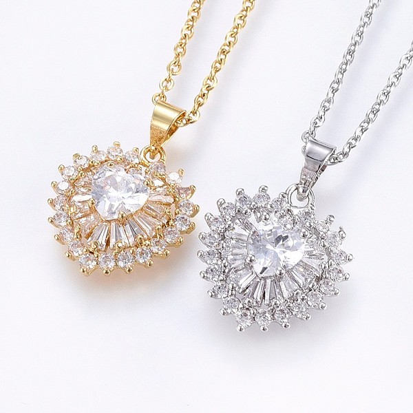PandaHall 304 Stainless Steel Pendant Necklaces, with Cubic Zirconia, Heart, Mixed Color, 17.71 inch(45cm), Pendant: 22x16x5.5mm Cubic..., Clear
PandaHall 304 Stainless Steel Pendant Necklaces, with Cubic Zirconia, Heart, Mixed Color, 17.71 inch(45cm), Pendant: 22x16x5.5mm Cubic..., Clear