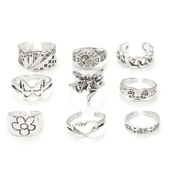 PandaHall Tibetan Style Alloy Stackable Rings Set, Gothic Jewelry for Women, Antique Silver, Inner Diameter: 15~19mm, 9Pcs/set Alloy
PandaHall Tibetan Style Alloy Stackable Rings Set, Gothic Jewelry for Women, Antique Silver, Inner Diameter: 15~19mm, 9Pcs/set Alloy