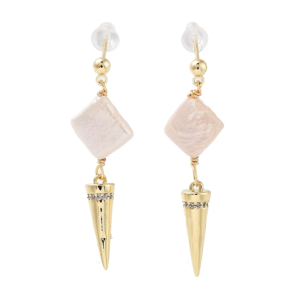 PandaHall Natural Pearl Dangle Stud Earrings, with Brass Micro Pave Cubic Zirconia Findings and 925 Sterling Silver Pins, Rhombus with Cone..., White
PandaHall Natural Pearl Dangle Stud Earrings, with Brass Micro Pave Cubic Zirconia Findings and 925 Sterling Silver Pins, Rhombus with Cone..., White