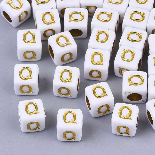 PandaHall Plating Acrylic Beads, Horizontal Hole, Golden Metal Enlaced, Alphabet Style, Cube, Letter.Q, 5.5~6x5.5~6x5.5~6mm, Hole: 3.5mm..., Gold
PandaHall Plating Acrylic Beads, Horizontal Hole, Golden Metal Enlaced, Alphabet Style, Cube, Letter.Q, 5.5~6x5.5~6x5.5~6mm, Hole: 3.5mm..., Gold