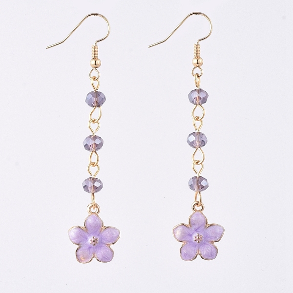 PandaHall Dangle Earrings, with Brass Earring Hooks, Round Glass Beads and Flower Zinc Alloy Enamel, Lilac, 69mm, Pin: 0.6mm Glass Purple
PandaHall Dangle Earrings, with Brass Earring Hooks, Round Glass Beads and Flower Zinc Alloy Enamel, Lilac, 69mm, Pin: 0.6mm Glass Purple