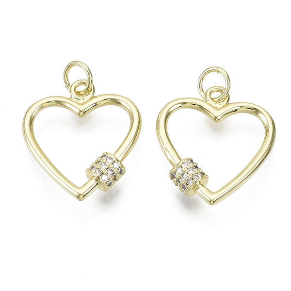PandaHall Brass Micro Pave Cubic Zirconia Pendants, Nickel Free, with Jump Rings, Heart, Clear, Real 18K Gold Plated, 18.5x16.5x4mm, Jump...
PandaHall Brass Micro Pave Cubic Zirconia Pendants, Nickel Free, with Jump Rings, Heart, Clear, Real 18K Gold Plated, 18.5x16.5x4mm, Jump...