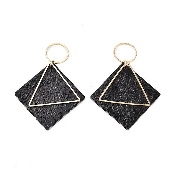 PandaHall Brass with PU Leather Pendants, Rhombus, Black, 63mm, Hole: 13.5mm Brass Rhombus Black
PandaHall Brass with PU Leather Pendants, Rhombus, Black, 63mm, Hole: 13.5mm Brass Rhombus Black