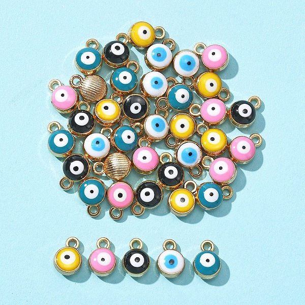PandaHall 40Pcs 5 Colors Light Gold Plated Alloy Charms, with Enamel, Flat Round with Evil Eye, Mixed Color, 10x7x4.5mm, Hole: 1.5mm..., Multicolor
PandaHall 40Pcs 5 Colors Light Gold Plated Alloy Charms, with Enamel, Flat Round with Evil Eye, Mixed Color, 10x7x4.5mm, Hole: 1.5mm..., Multicolor