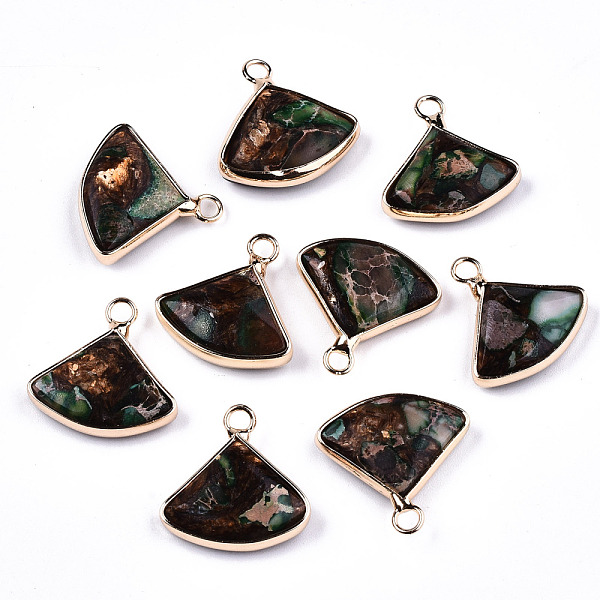 PandaHall Fan Assembled Synthetic Bronzite and Regalite/Imperial Jasper Pendants, with Iron Loop and Brass Edge, Light Gold, Dyed, Medium...
PandaHall Fan Assembled Synthetic Bronzite and Regalite/Imperial Jasper Pendants, with Iron Loop and Brass Edge, Light Gold, Dyed, Medium...